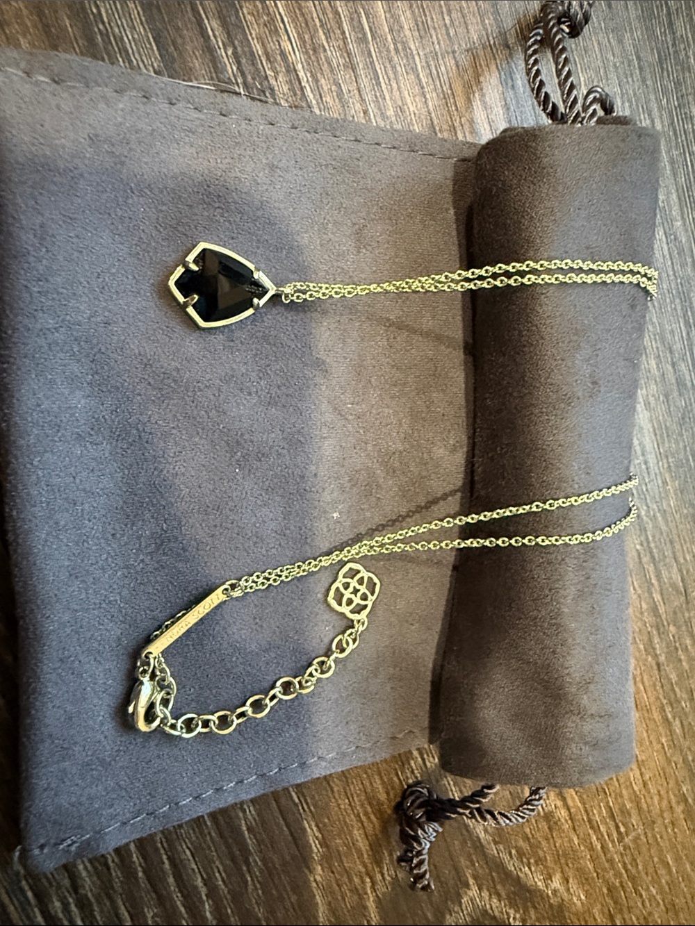 Kendra Scott Gold Chain Necklace with Black Heart Stone
